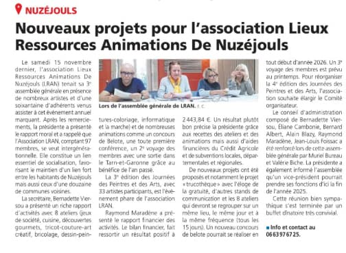 Notre assemblée générale dans La Vie Quercynoise